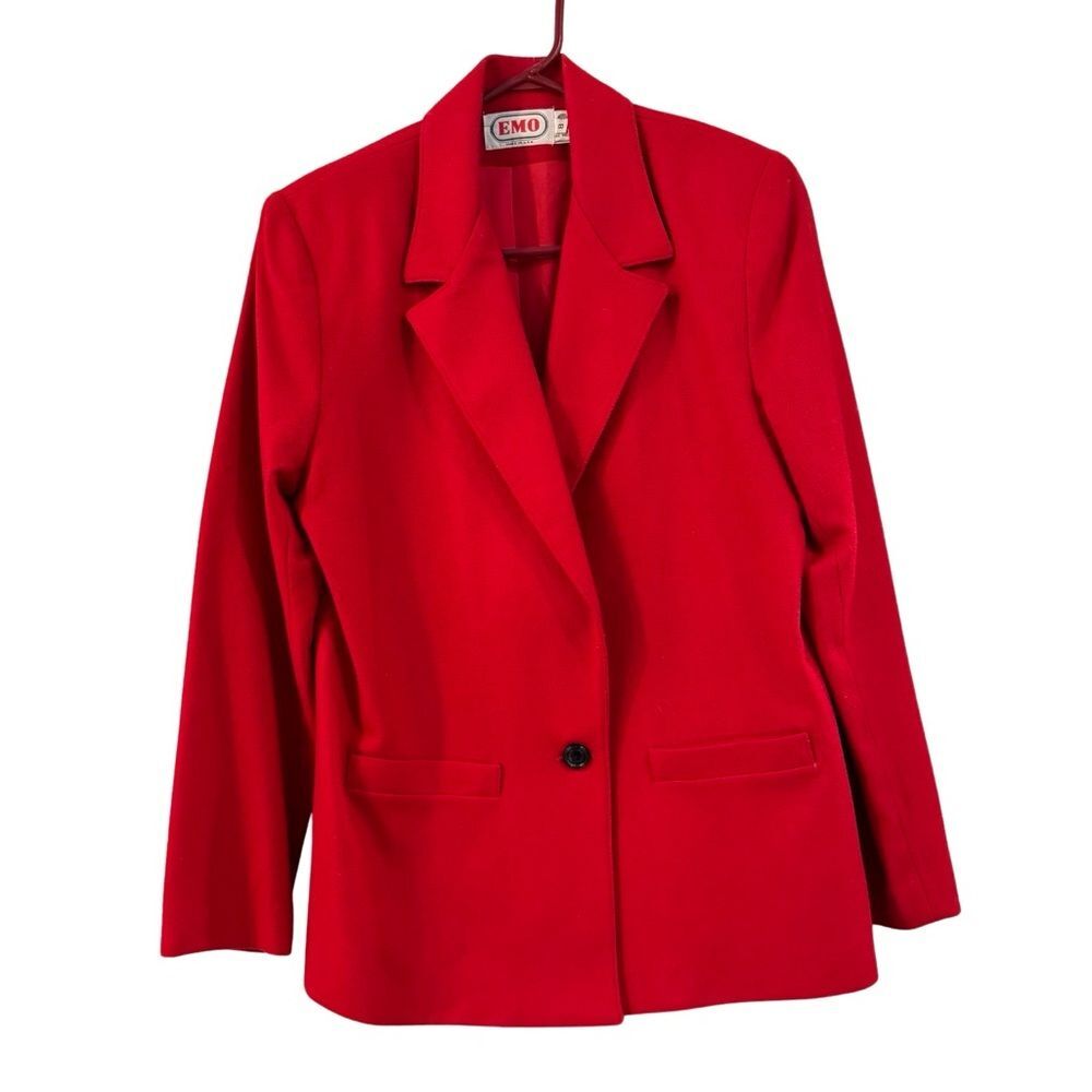 Vintage EMO Wool Red Blazer Jacket Made in USA Size 8